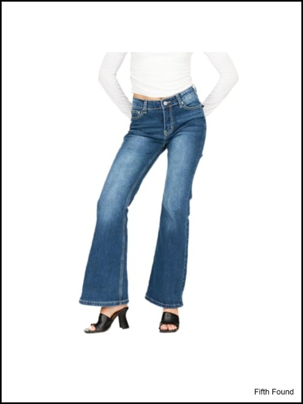 High-Rise Flare Jeans Slim Fit Stretch Denim Retro Y2K Star Embroidery